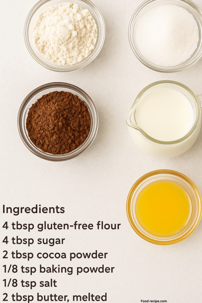 Easy Gluten Free Chocolate Mug Cake ingredients