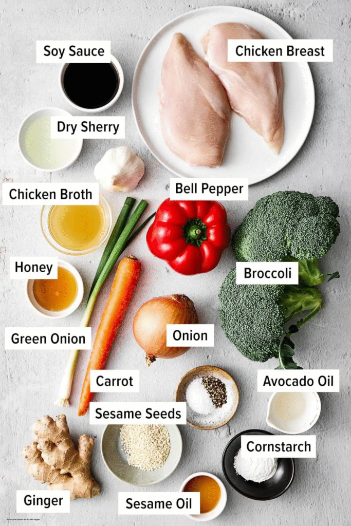 Gluten Free Chicken Stir Fry with Veggies ingredients