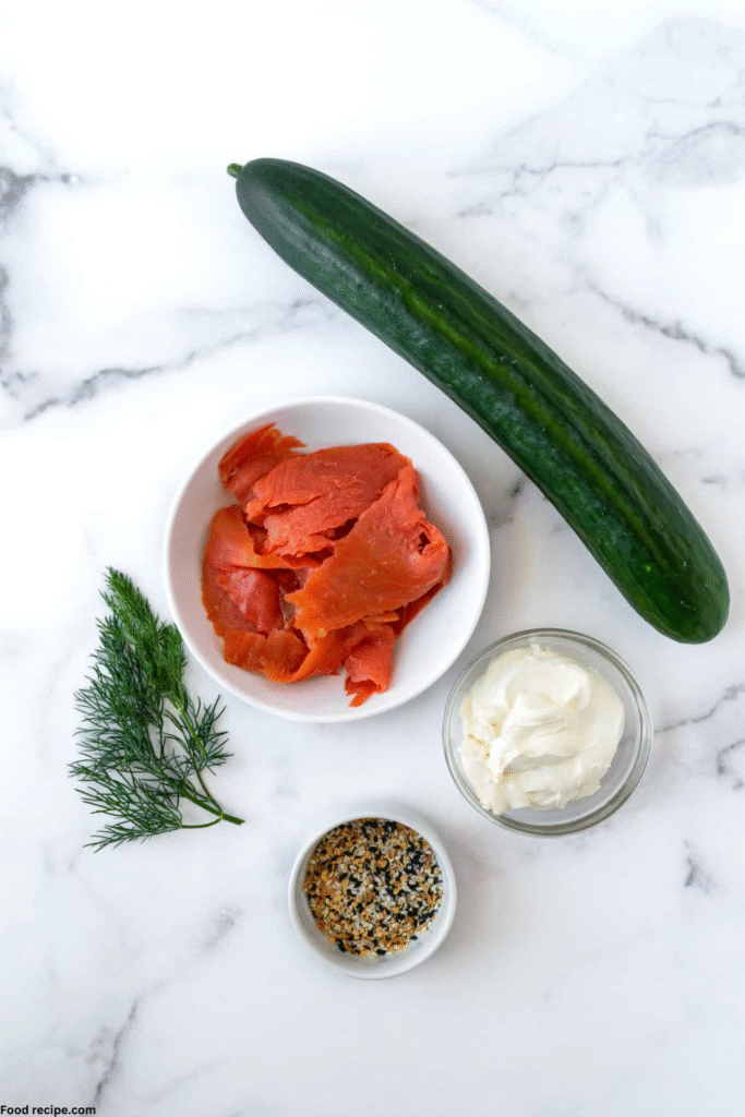 Easy Gluten Free Smoked Salmon Cucumber Bite ingredients