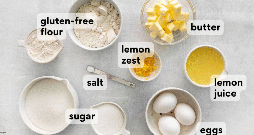 Gluten Free Lemon Bars ingredients