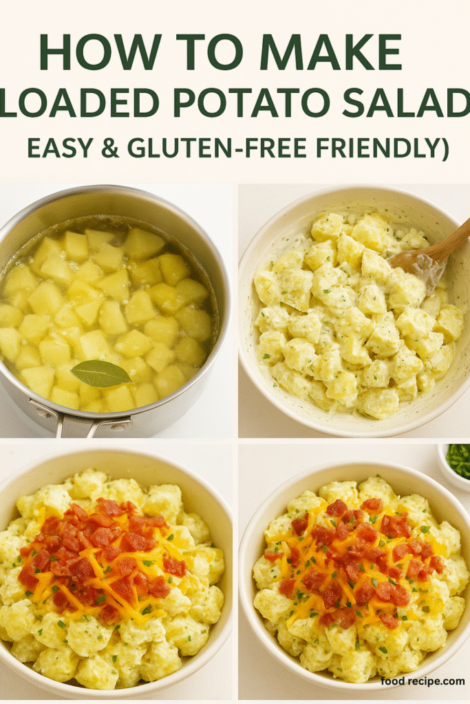 Loaded Potato Salad with Bacon, Cheese, and Fresh Herbs preparation