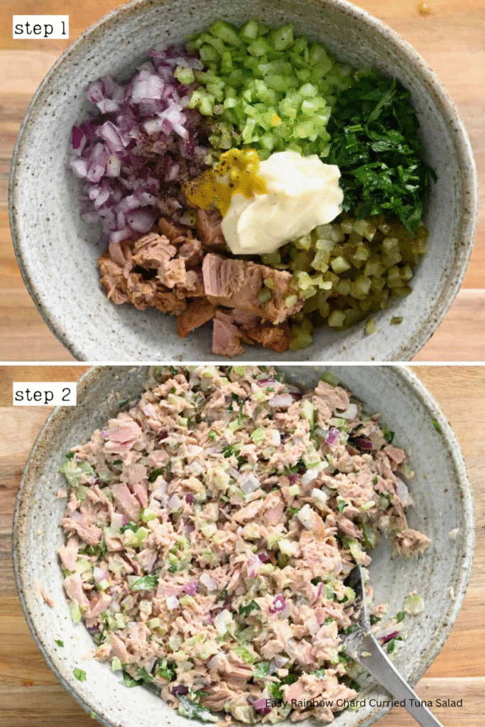 Rainbow Chard Curried Tuna Salad ingredientds