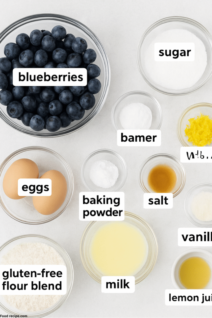 The Fluffiest Gluten Free Blueberry Muffins ingredients