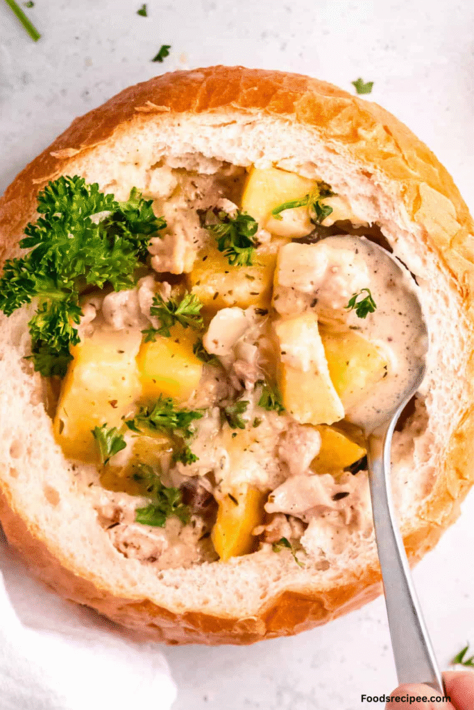 Clam Chowder in Edible Potato Bowls