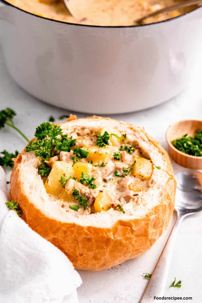 Clam Chowder in Edible Potato Bowls