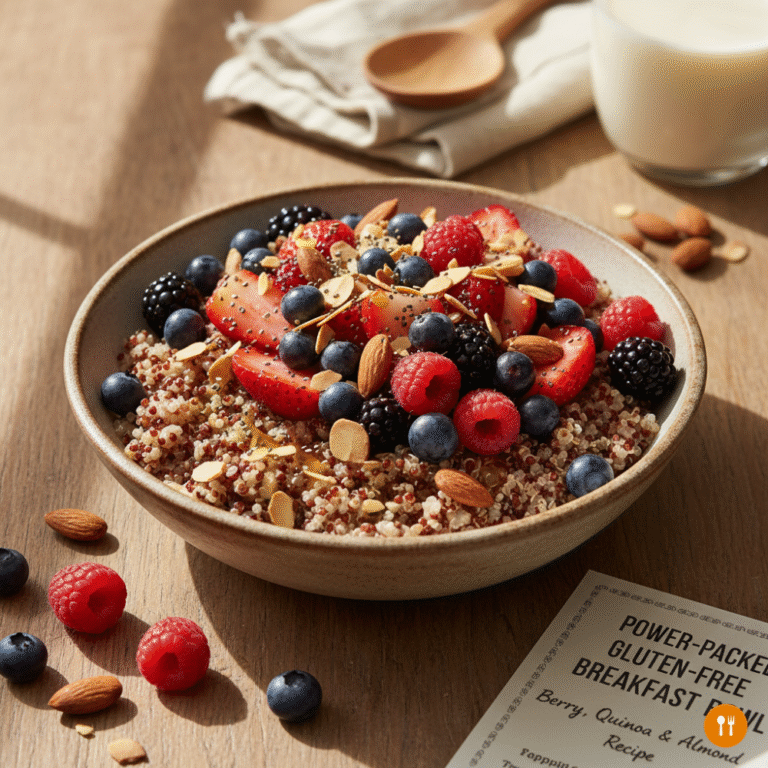 Power Packed Gluten Free Breakfast Bowl: Berry, Quinoa & Almond Recipe