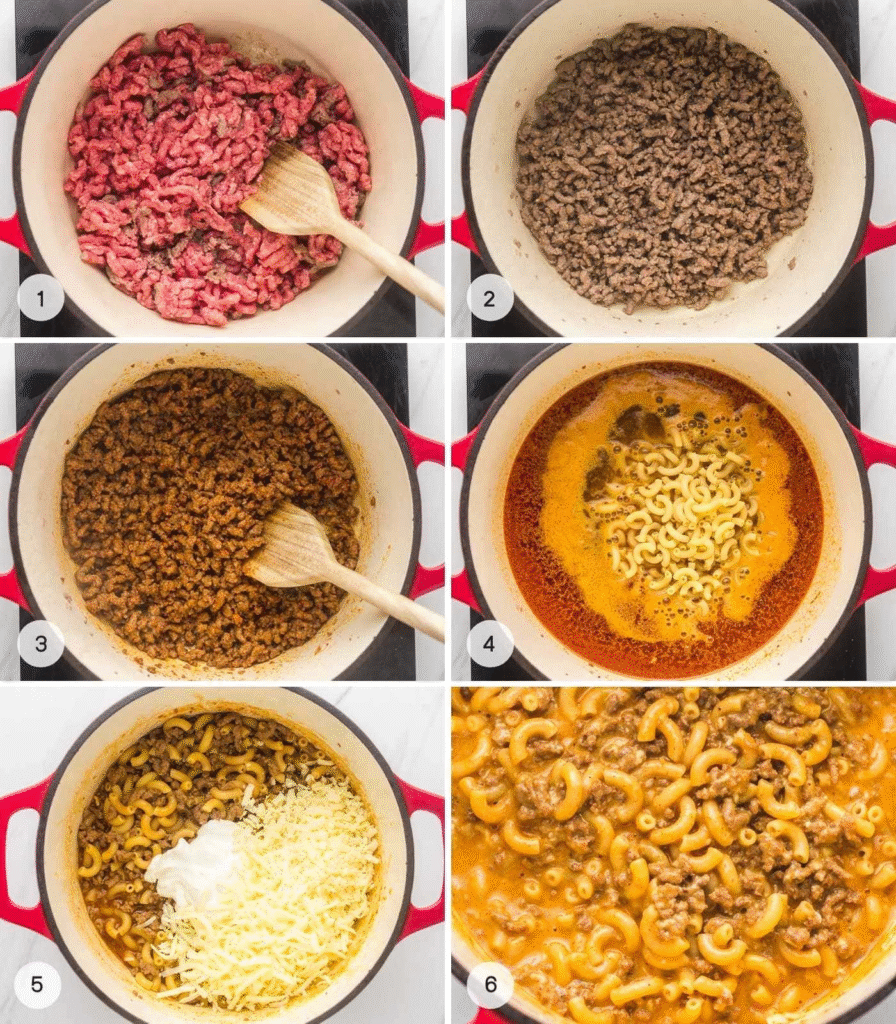 Gluten Free Hamburger Helper preparation