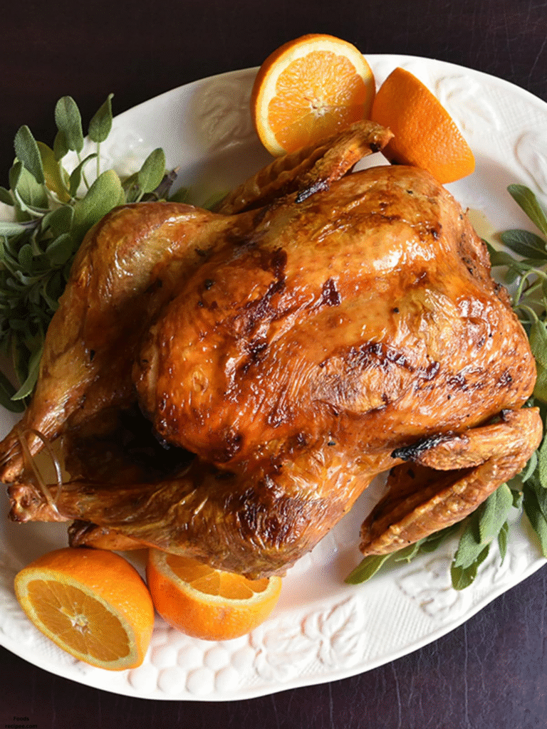 Dry Brined Roasted Turkey with Orange Marmalade & Sage