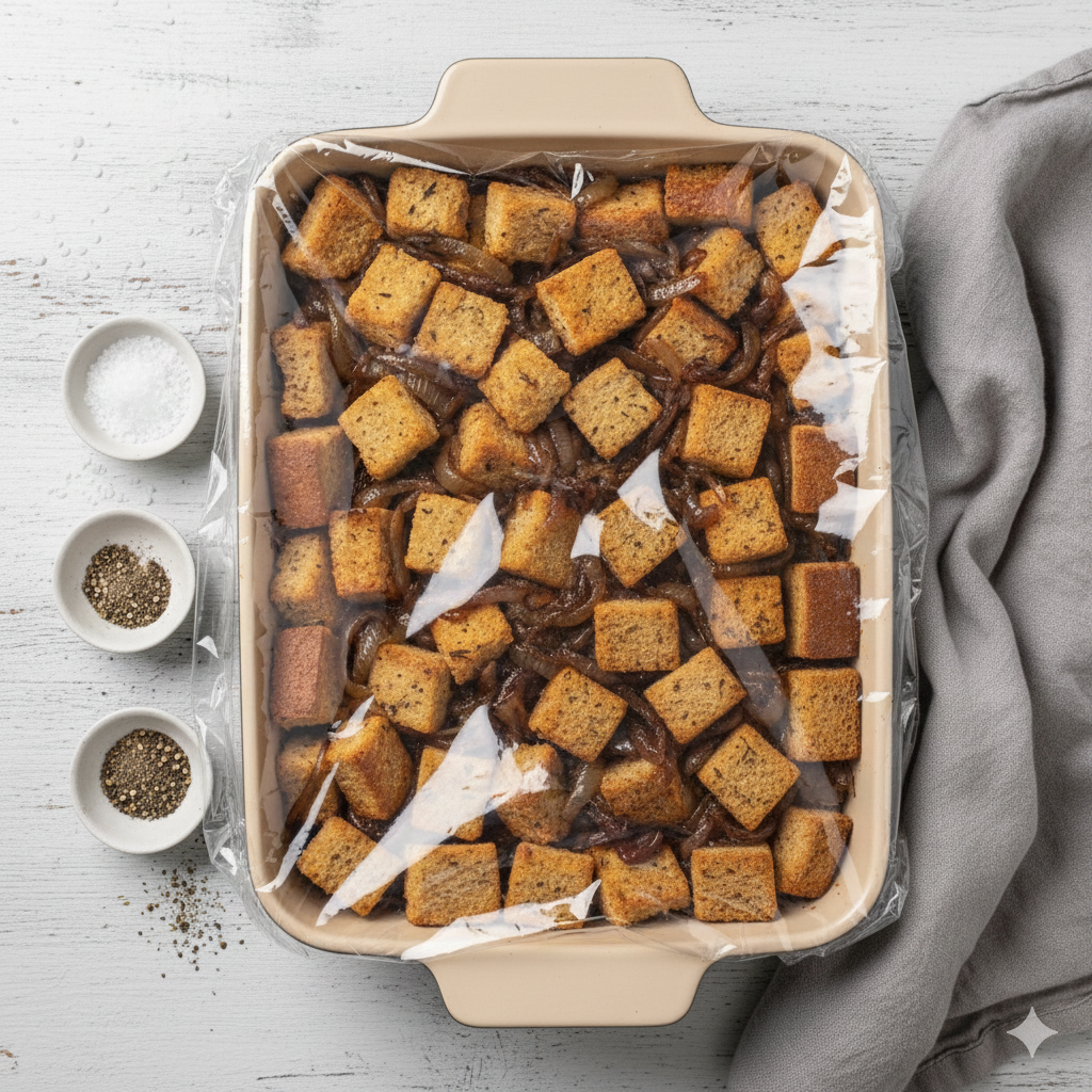Gluten Free Pumpkin & Caramelized Onion Bread Pudding