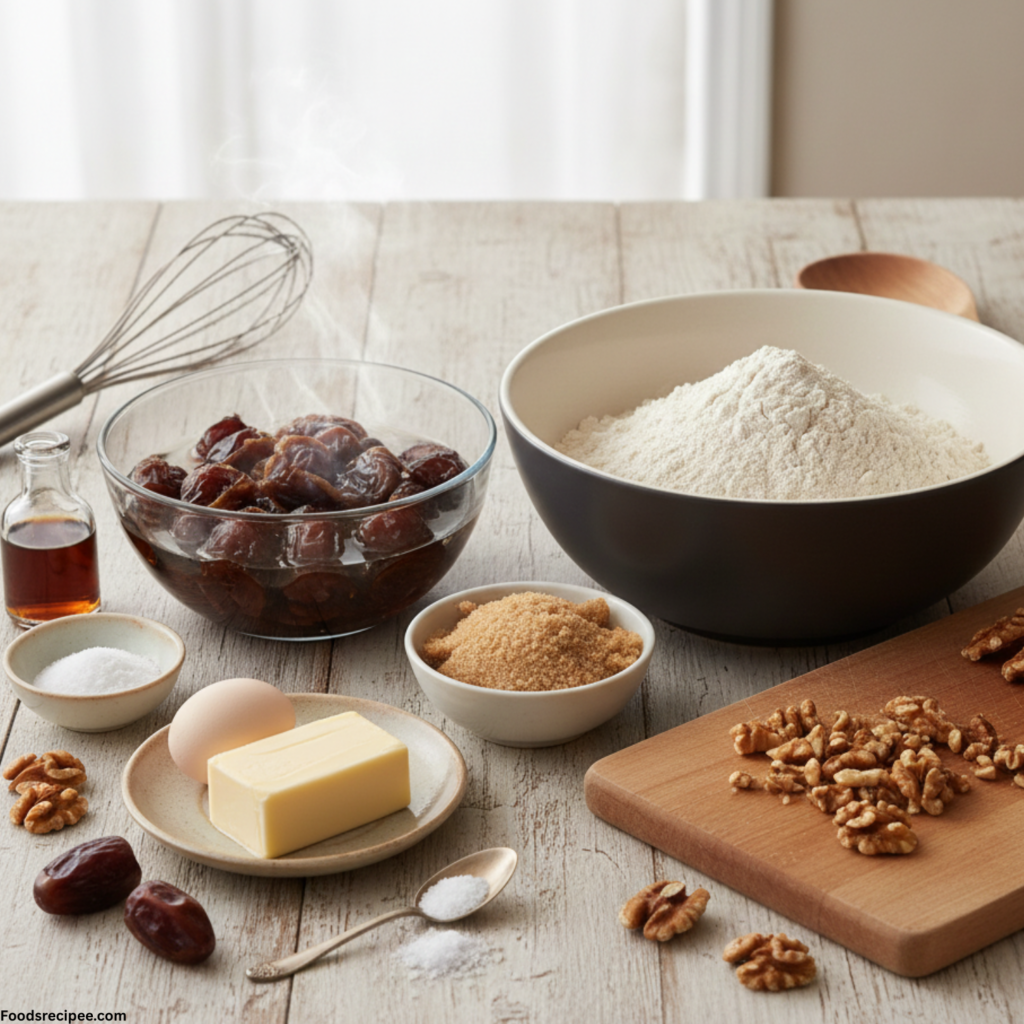 Easy Gluten Free Date Walnut Cake Recipe