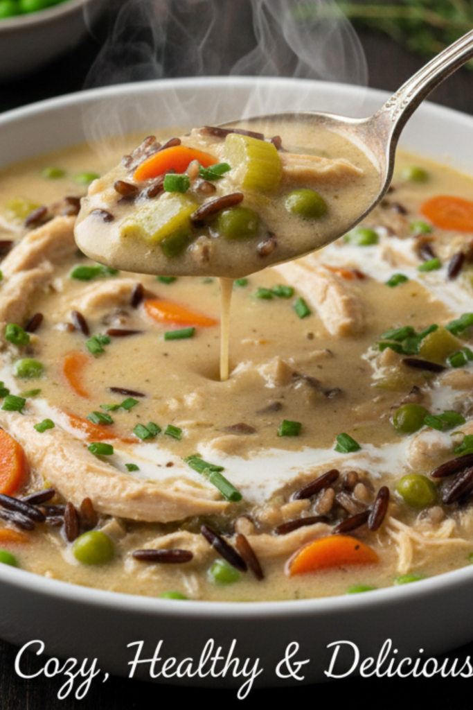 GF Creamy Chicken and Wild Rice Soup (Cozy & Healthy Recipe)