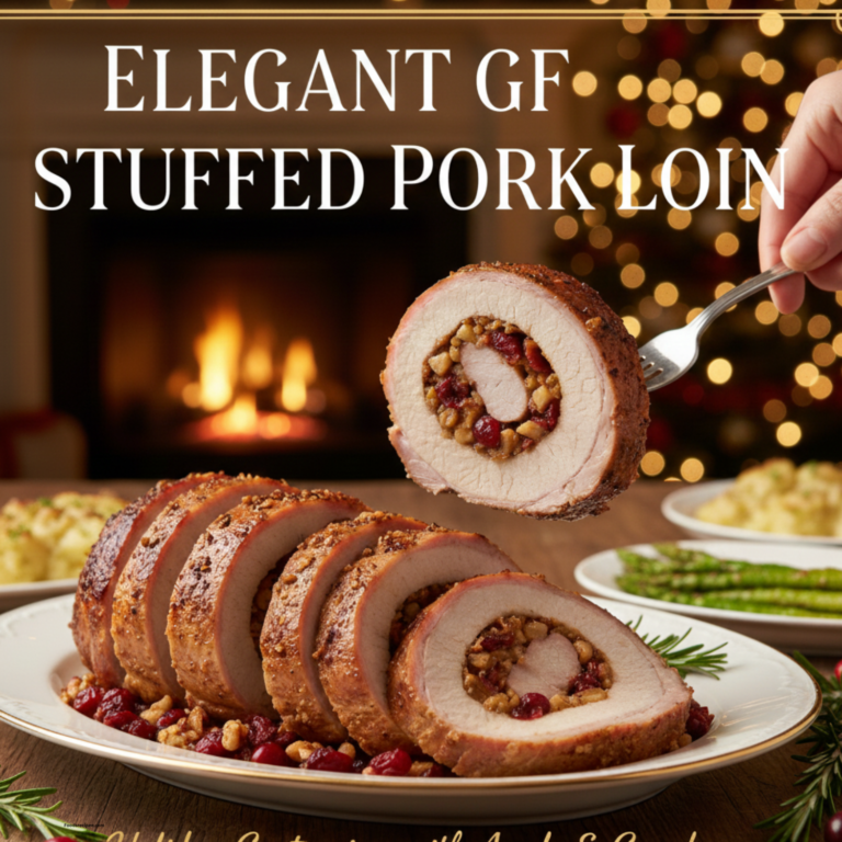 Elegant GF Stuffed Pork Loin with Apple & Cranberry (Holiday Dinner)